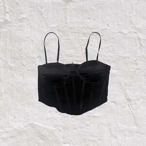 Say What Black Corset Top Womens M Bustier Sleeveless Zip Up Tank Crop Going Out